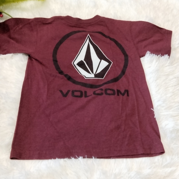 Volcom Dark Red Short Sleeve Tee Classic Crew Neck Kids Size Small - Picture 1 of 4